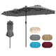 4M Double-Sided Patio Umbrella with Solar Lights and Crank Handle