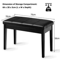 PU Leather Piano Bench with Padded Cushion and Music Storage