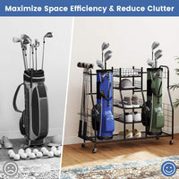 Heavy Duty Metal Double Golf Bag Storage Rack