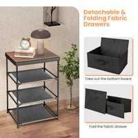 3-Tier Fabric Dresser Fabric Nightstand w/ 3 Drawers Storage Dresser for Bedroom