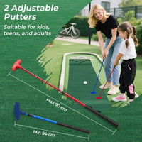 Golf Pong Game Set, Portable Golf Putting Mat with 2 Adjustable Putters