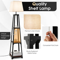 Trapezoidal Designed Floor Lamp, 3 Tiered Storage Lamps, Shelf Floor Lamp