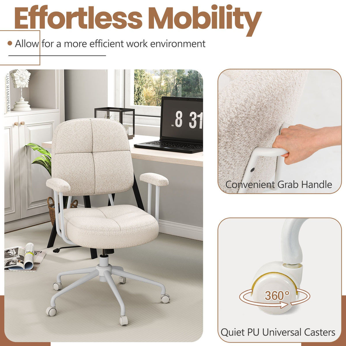 Upholstered Task Chair Adjustable Swivel Chair