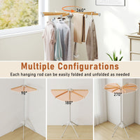 4 Legs Clothes Drying Rack with 8 Bamboo Hanging Rods and 40 Hanger Slots
