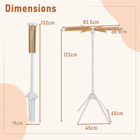 4 Legs Clothes Drying Rack with 8 Bamboo Hanging Rods and 40 Hanger Slots