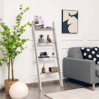4-Tier Wooden Wall Leaning Ladder Shelf
