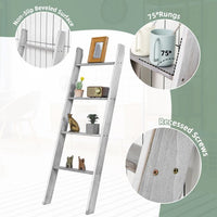 4-Tier Wooden Wall Leaning Ladder Shelf
