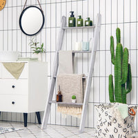 4-Tier Wooden Wall Leaning Ladder Shelf