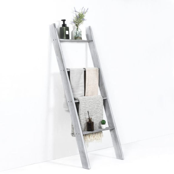 4-Tier Wooden Wall Leaning Ladder Shelf