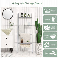 4-Tier Wooden Wall Leaning Ladder Shelf