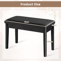 PU Leather 2-in-1 Duet Piano Bench with Music Storage and Padded Cushion