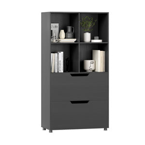 4-Cube Bookcase with 2 Drawers 130cm 5-Tier Tall Freestanding Bookshelf