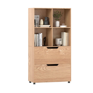 4-Cube Bookcase with 2 Drawers 130cm 5-Tier Tall Freestanding Bookshelf