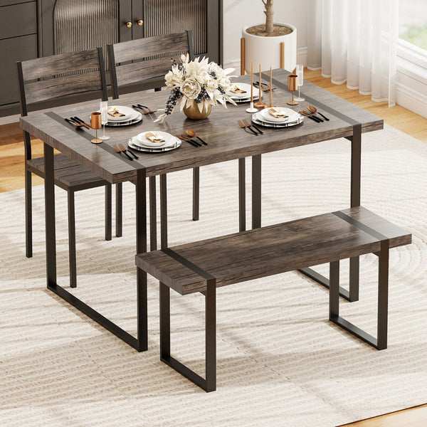 4-Piece Dining Table Set for 4 with Metal Frame