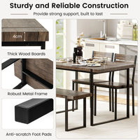 4-Piece Dining Table Set for 4 with Metal Frame