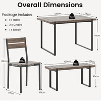4-Piece Dining Table Set for 4 with Metal Frame