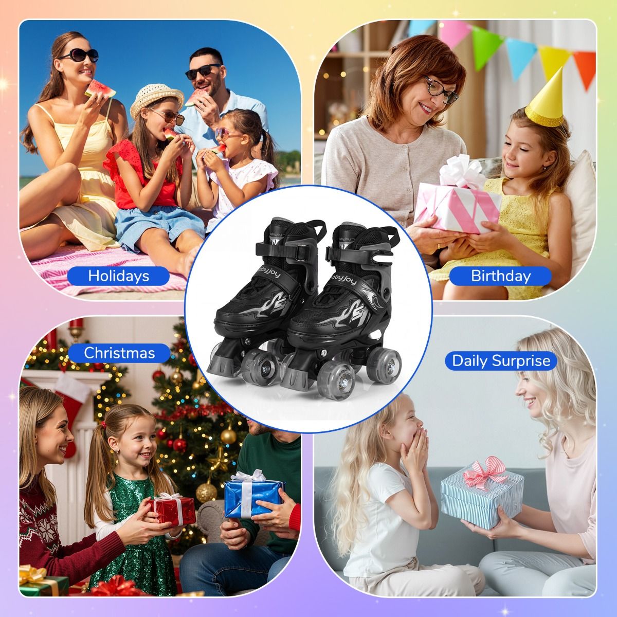 Adjustable Kids Roller Skates with Light-up Wheels for Girls Boys