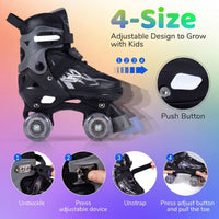 Adjustable Kids Roller Skates with Light-up Wheels for Girls Boys