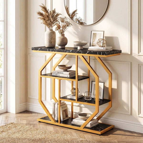 4-Tier Modern Entryway Table with Storage Shelves for Hallway