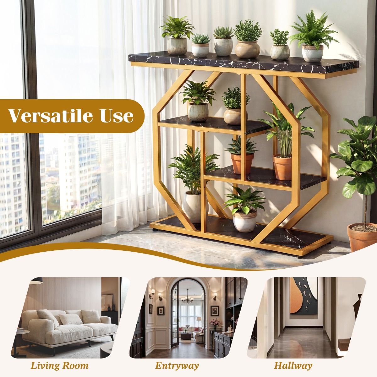 4-Tier Modern Entryway Table with Storage Shelves for Hallway