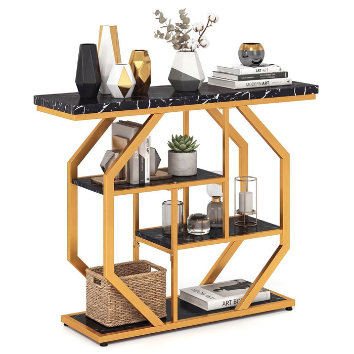 4-Tier Modern Entryway Table with Storage Shelves for Hallway