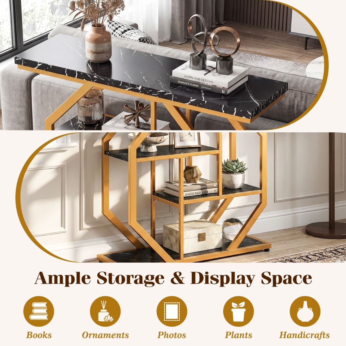 4-Tier Modern Entryway Table with Storage Shelves for Hallway
