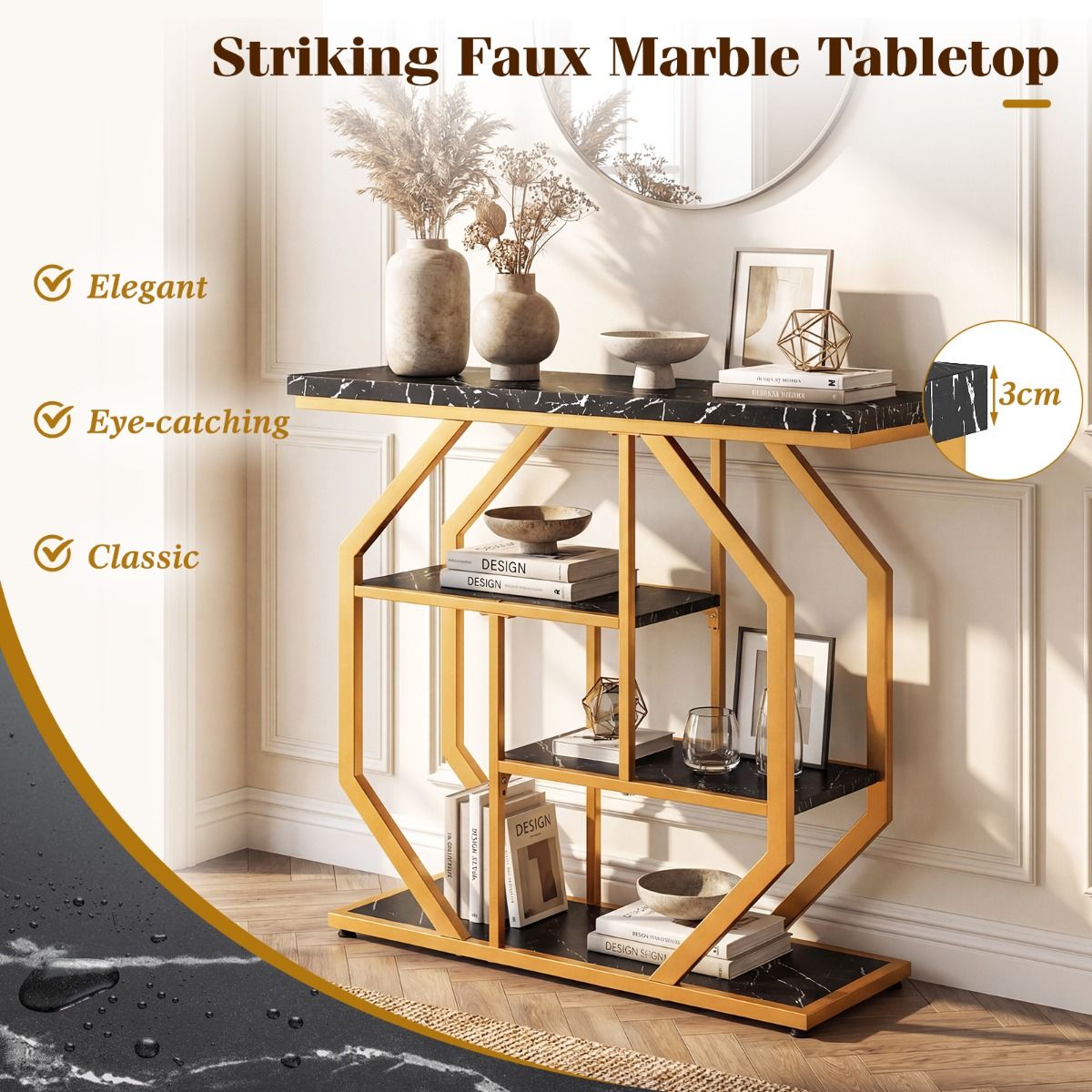 4-Tier Modern Entryway Table with Storage Shelves for Hallway