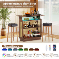 4-Tier Rattan Bar Table with 3 Stemware Racks and Heightened Base