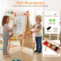 4-in-1 Adjustable Kids Art Easel with Double-Sided Blackboard and Whiteboard