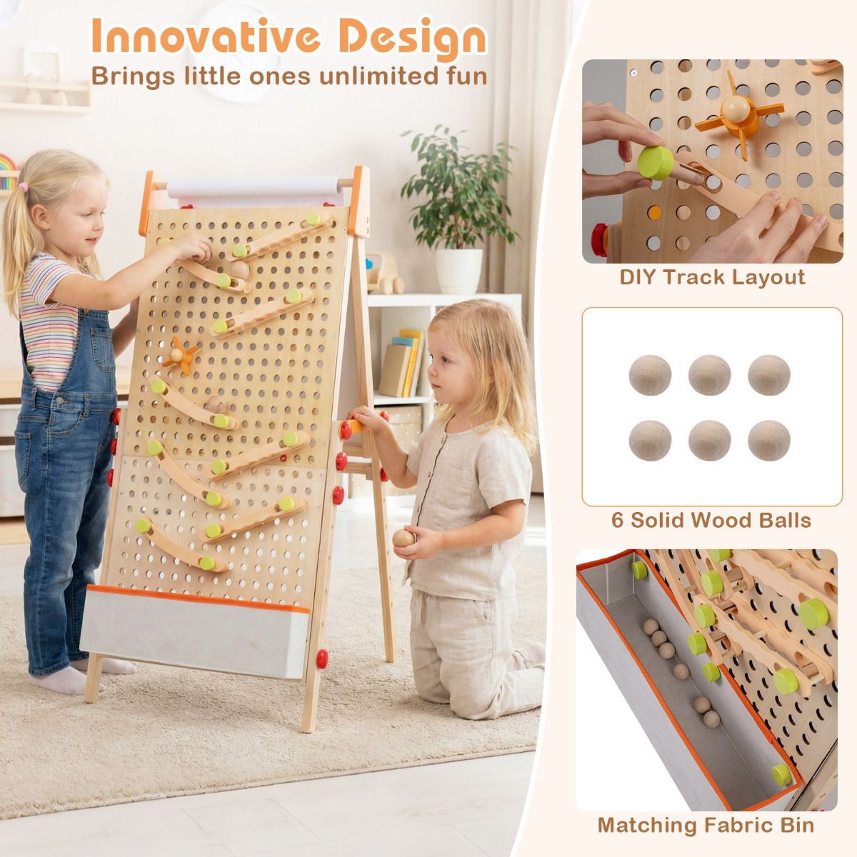 4-in-1 Adjustable Kids Art Easel with Double-Sided Blackboard and Whiteboard