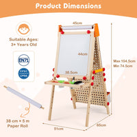 4-in-1 Adjustable Kids Art Easel with Double-Sided Blackboard and Whiteboard