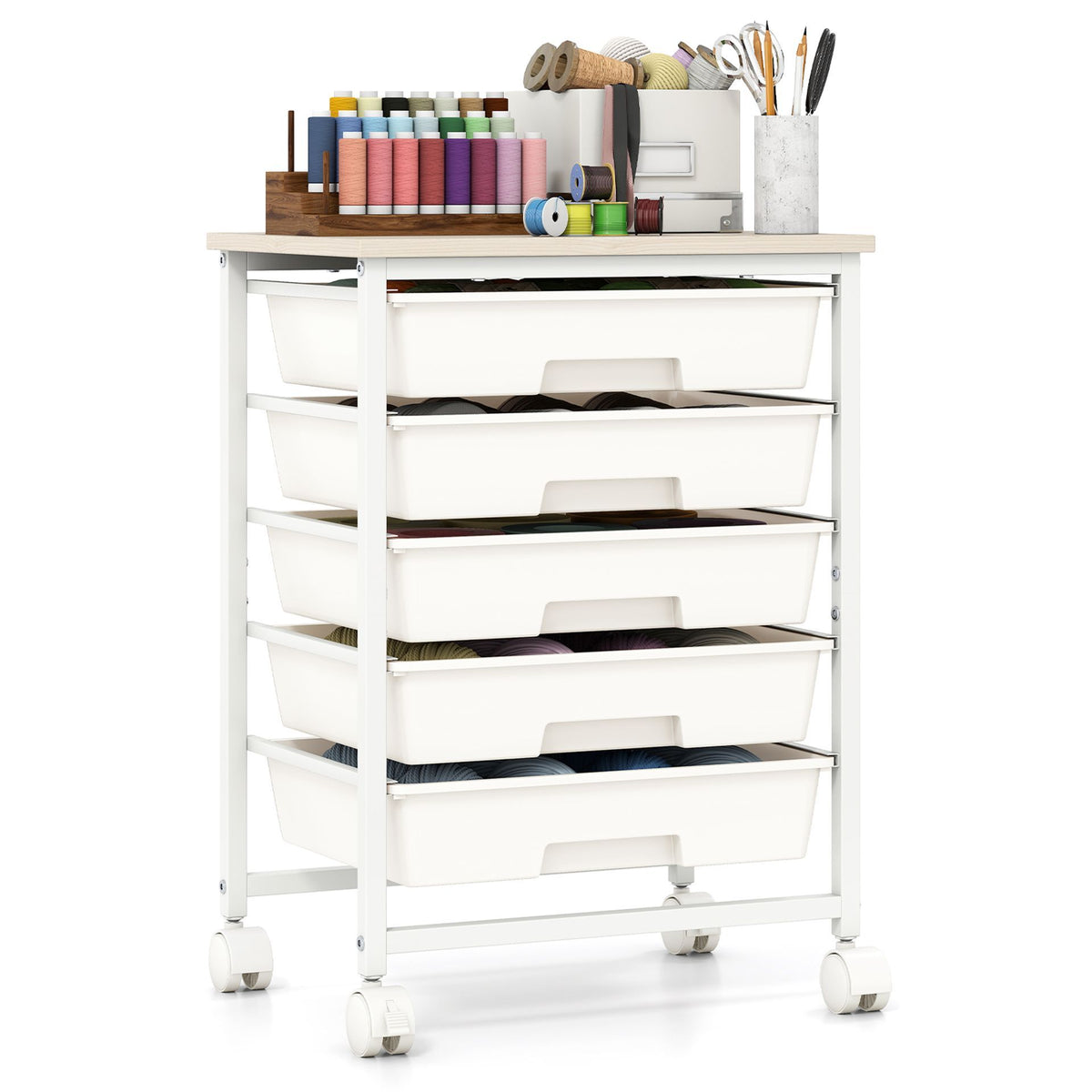 Giantex Rolling Cart with 5 Drawers