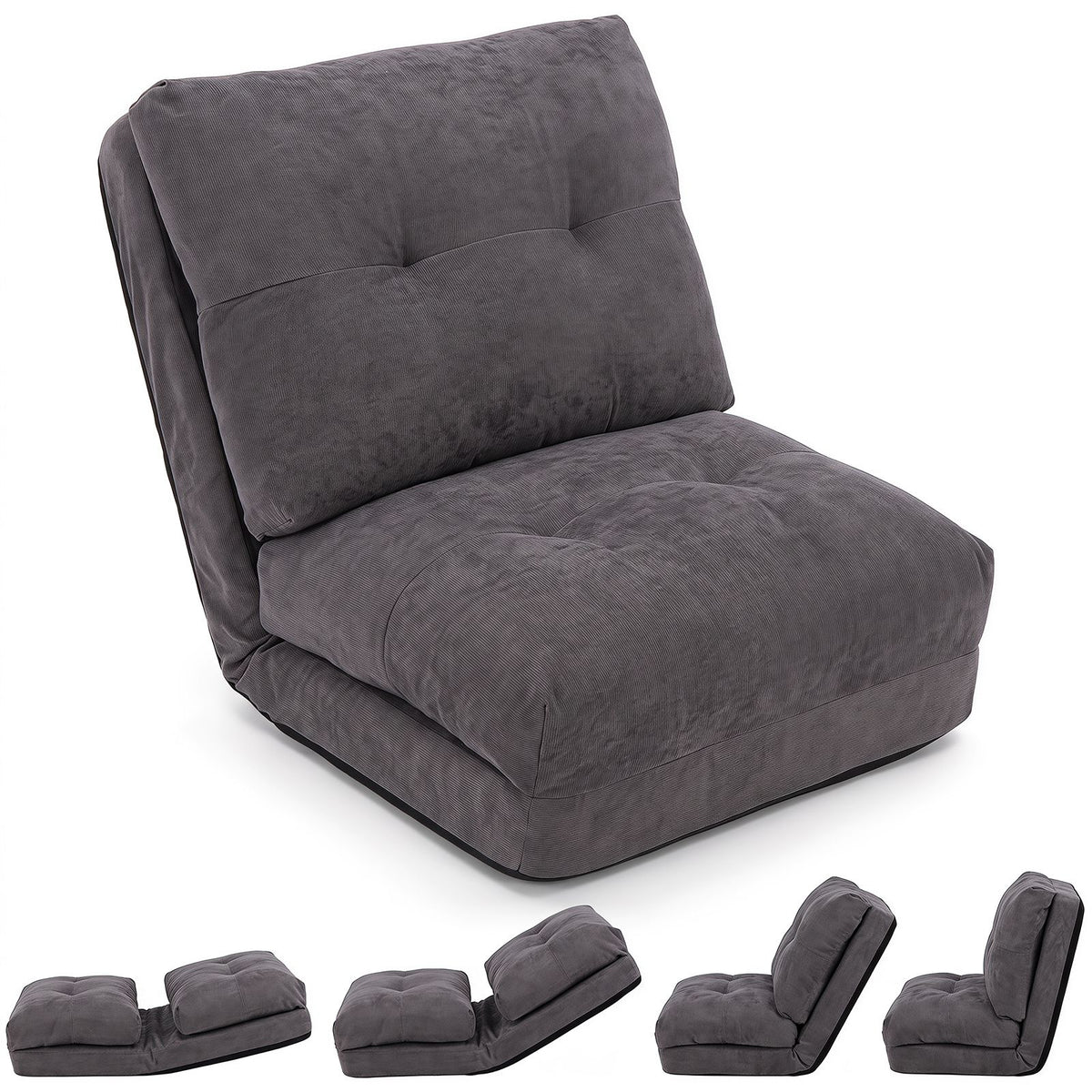 5-Level Adjustable Floor Chair with Back Support & Padded Cushions for Reading