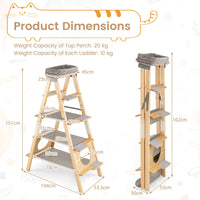 5-Level Solid Pine Cat Tower with Top Perch and Sisal Scratch Post