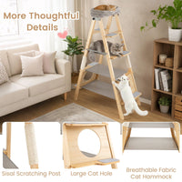 5-Level Solid Pine Cat Tower with Top Perch and Sisal Scratch Post