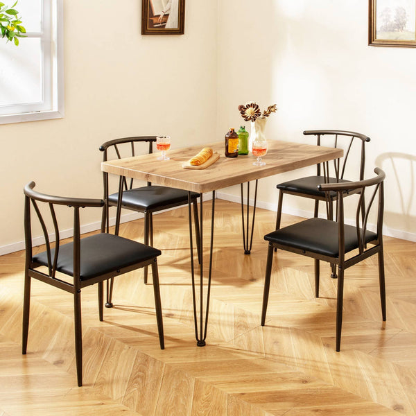 5-Piece Dining Table Set Industrial Rectangular Kitchen Table and Armless Chairs