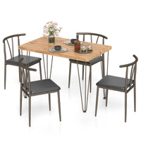 5-Piece Dining Table Set Industrial Rectangular Kitchen Table and Armless Chairs