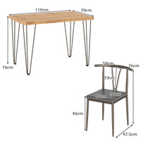 5-Piece Dining Table Set Industrial Rectangular Kitchen Table and Armless Chairs