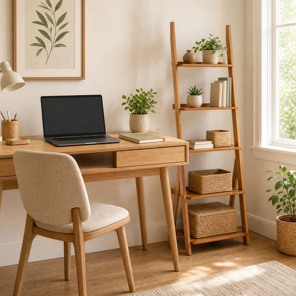 5-Tier Bamboo Ladder Shelf Bookcase for Home Office