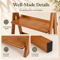 5-Tier Bamboo Ladder Shelf Bookcase for Home Office