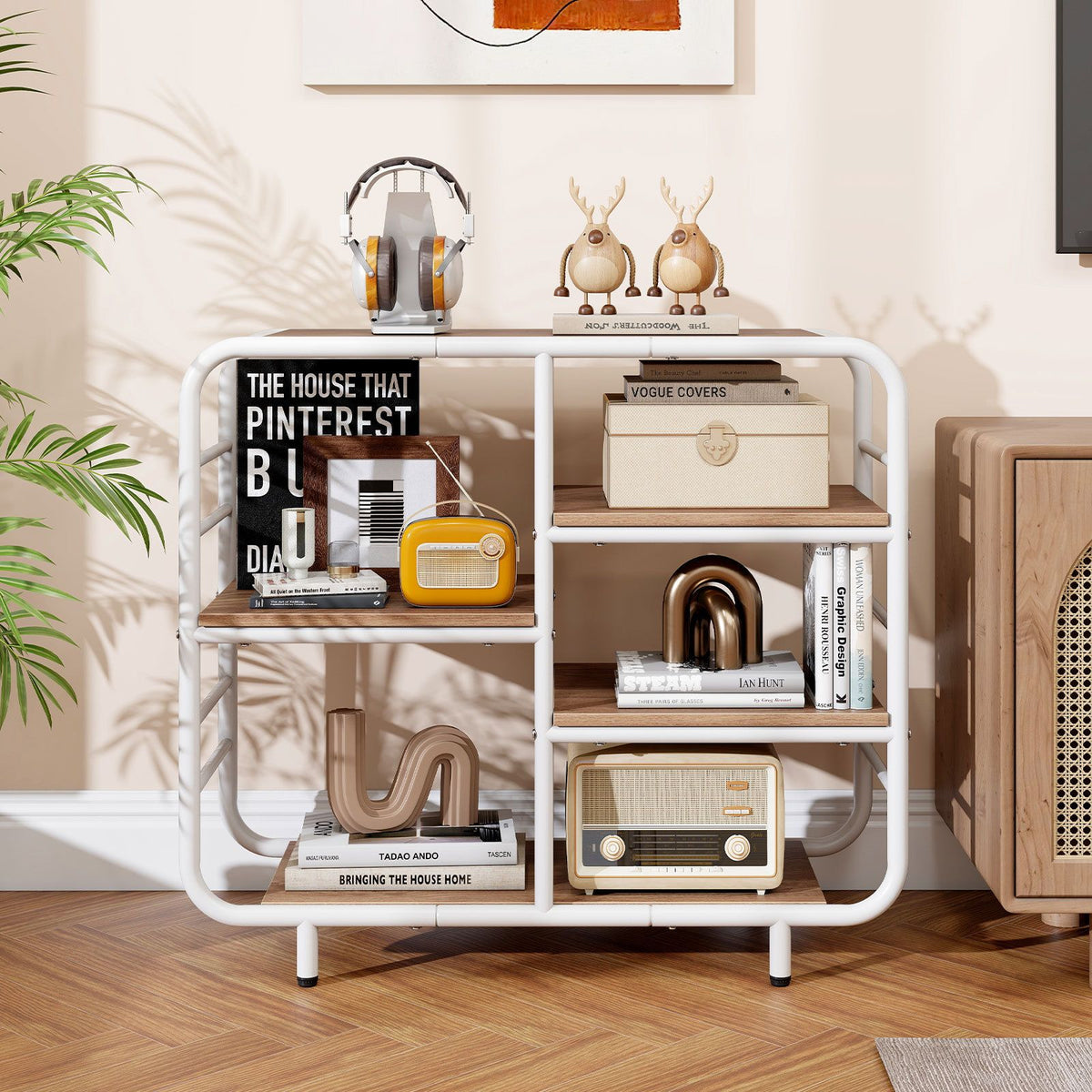 5-Tier Bookshelf with Metal Frame and Freestanding Storage Shelving Unit for Living Room
