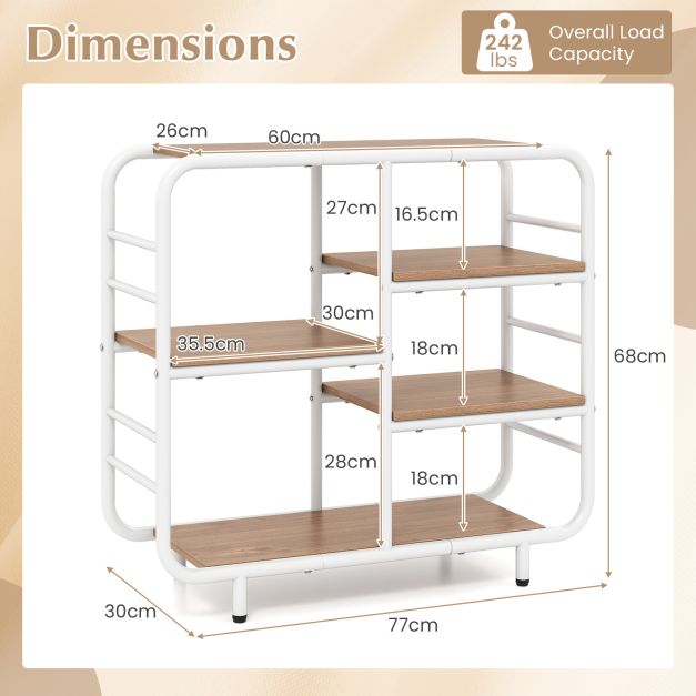 5-Tier Bookshelf with Metal Frame and Freestanding Storage Shelving Unit for Living Room