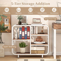 5-Tier Bookshelf with Metal Frame and Freestanding Storage Shelving Unit for Living Room