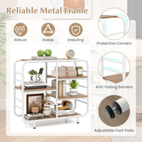 5-Tier Bookshelf with Metal Frame and Freestanding Storage Shelving Unit for Living Room