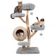 5-Tier Cat Tree 134cm Wooden Tower with Woven Condo and Plush Perches
