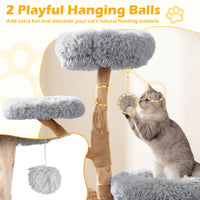 5-Tier Cat Tree 134cm Wooden Tower with Woven Condo and Plush Perches