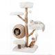 5-Tier Cat Tree 134cm Wooden Tower with Woven Condo and Plush Perches