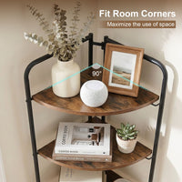 5-Tier Folding Corner Shelf with Heavy-duty Metal Frame and 2 Anti-tip Kits