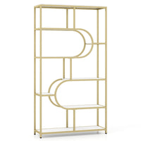 5-Tier Geometric Bookshelf with U Shape and Metal Frame for Home Office