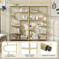 5-Tier Geometric Bookshelf with U Shape and Metal Frame for Home Office